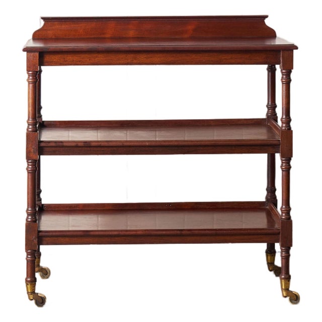 Late 19th Century Victorian English Mahogany 3-Tier Trolley on Casters For Sale