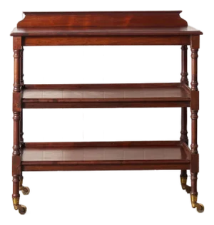 Late 19th Century Victorian English Mahogany 3-Tier Trolley on Casters