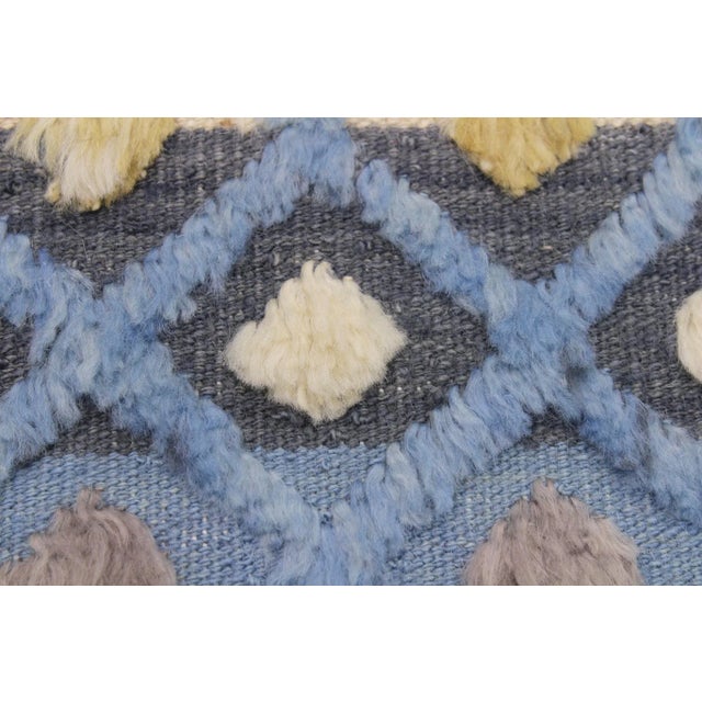 1990s 1990s Modern Moroccan High-Low Lt. Blue/Ivory Wool Rug - 8'4'' X 10'1'' For Sale - Image 4 of 8