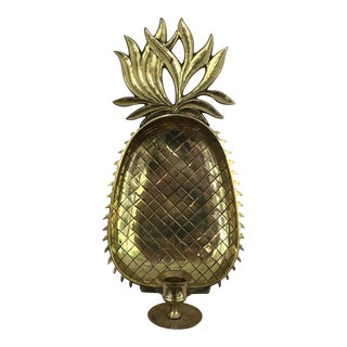 Vintage Solid Brass Pineapple Candle Sconce For Sale
