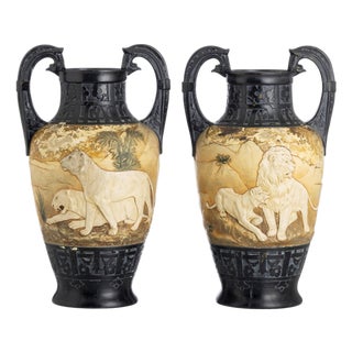 Antique Austrian Jars in Ceramic, 1863, Set of 2 For Sale