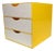 Vintage Yellow Acrylic Storage Cube With Three White Drawers After Joe Colombo For Sale