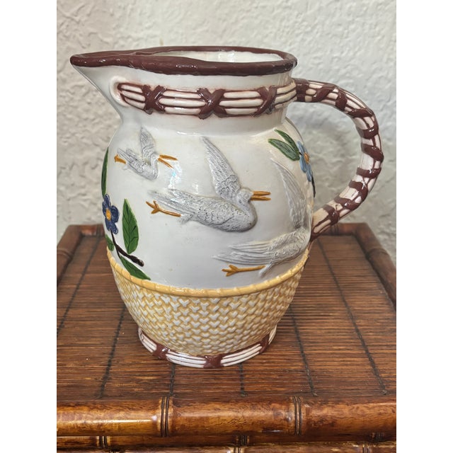 Late 20th Century Arts & Crafts Three Crane Basketweave Pitcher For Sale - Image 6 of 6