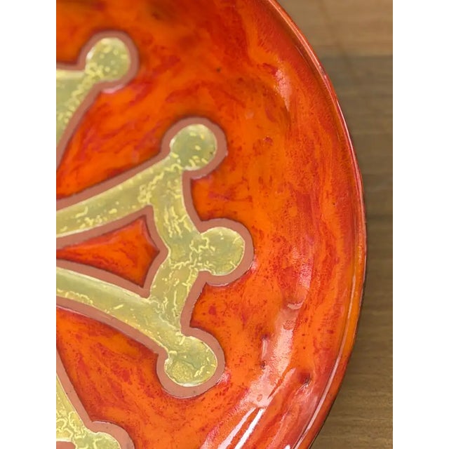Orange Ceramic Vallauris Wall Plate by Paul Azema, France, 1960–1970 For Sale - Image 8 of 10