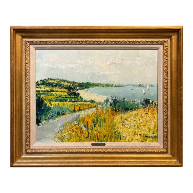 Mid‑Century Ardissonne Coastal Landscape Oil Painting For Sale