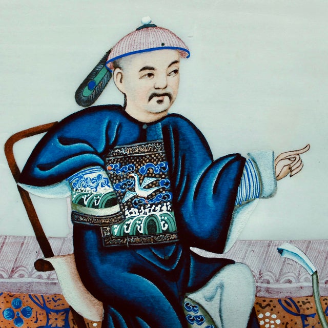 Trio of Fine Chinese Export Paintings on Mulberry Pith Paper, 19th Century For Sale - Image 11 of 18