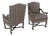 Pair of Carved Bases & Arms Striped Upholstery Fire Side Arm Lounge Chairs MINT! For Sale