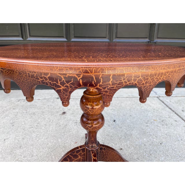 Moroccan Vintage Giraffe Animal Print Wood Turned Leg Pedestal Table Lane Furniture For Sale - Image 3 of 10