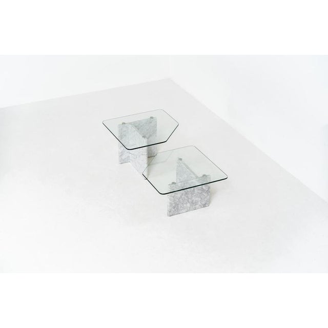 Marble & Glass Coffee Tables, Set of 2 For Sale - Image 3 of 11