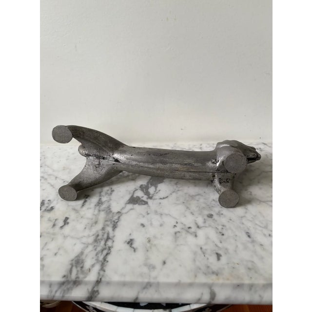 Gray Antique Mixed Metal Dachsund Door Stop For Sale - Image 8 of 8