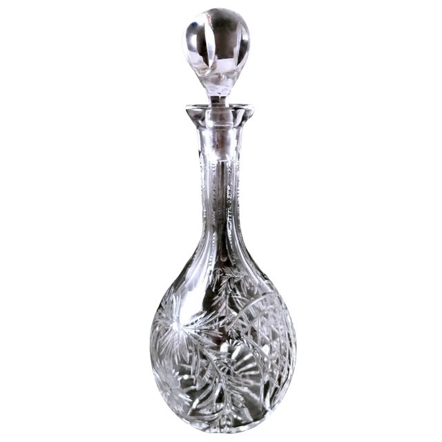 Biedermeier Bohemian Hand-Cut and Ground Crystal Liquor Bottle, 1910s For Sale