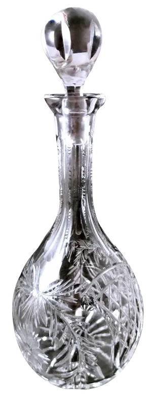 Biedermeier Bohemian Hand-Cut and Ground Crystal Liquor Bottle, 1910s