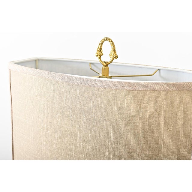 Early 20th Century French Vintage Empire Brass Double Arm Table Lamp For Sale - Image 4 of 9