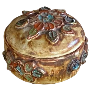 Box in Ceramic with Floral Decoration Pattern