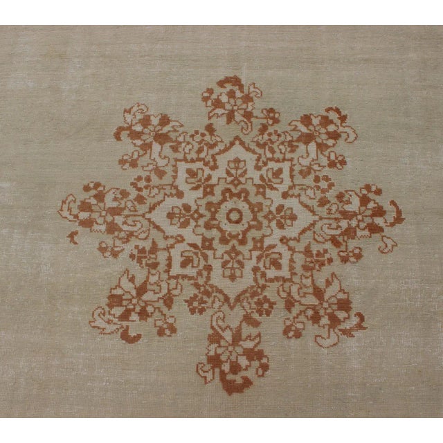 Cream Large Vintage Moroccan Rug With Blossom Design in Ivory Background & Light Brown For Sale - Image 8 of 13