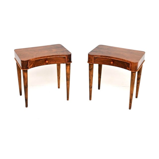 Vintage Art Deco Swedish Walnut Side Tables, 1930, Set of 2 For Sale - Image 11 of 11