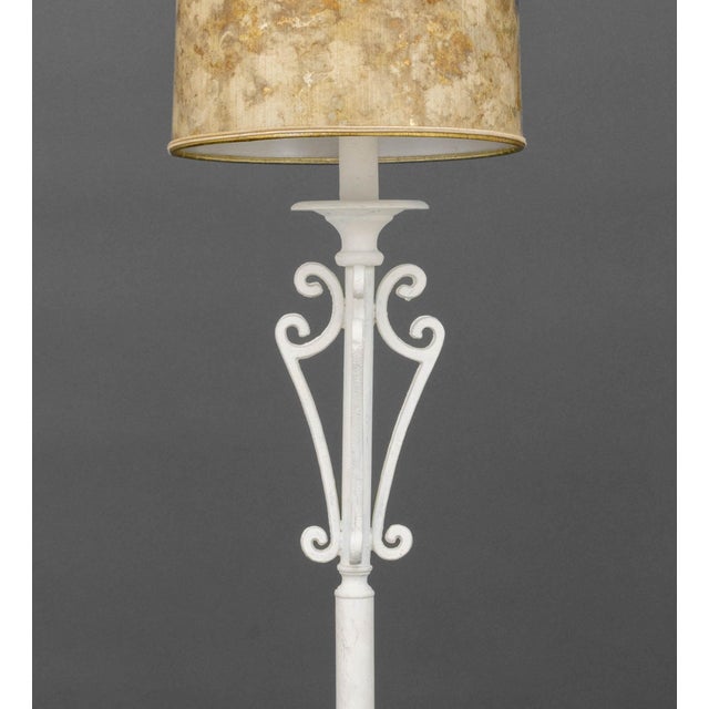 Modern White Painted Wrought Iron Floor Lamp For Sale In New York - Image 6 of 7