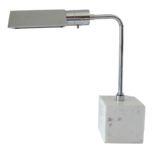 Vintage Mid-Century Koch & Lowy Chrome Table/Desk Lamp on Carrera Marble Square Base