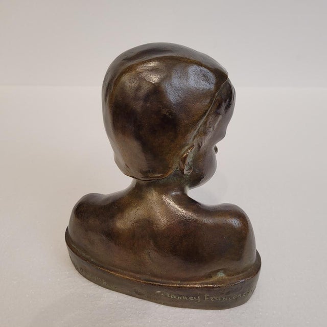 Marie-Anne Crannrey Franceschi, Bust of a Boy, Early 20th Century, Bronze For Sale - Image 12 of 18