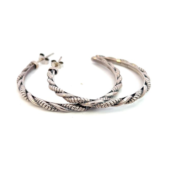 Silver 1990s John Hardy Estate "Jai" Hoop Earrings Silver, 2 Pieces For Sale - Image 8 of 11