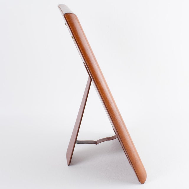 Modernist Spice Brown Calf Leather Picture Frame For Sale - Image 4 of 9