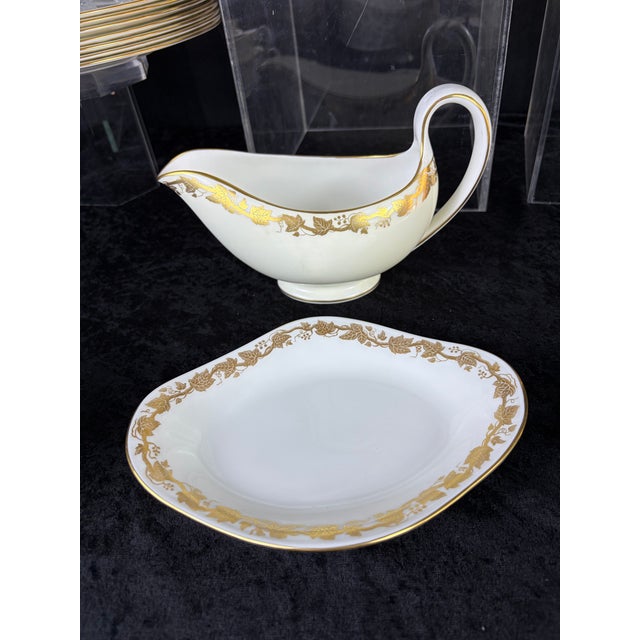 Ceramic Wedgwood Whitehall White (W4001) Fine Bone China Dinnerware — Complete 8-Place Estate Setting With Tea Service (59-Piece Master Lot #1) For Sale - Image 7 of 16