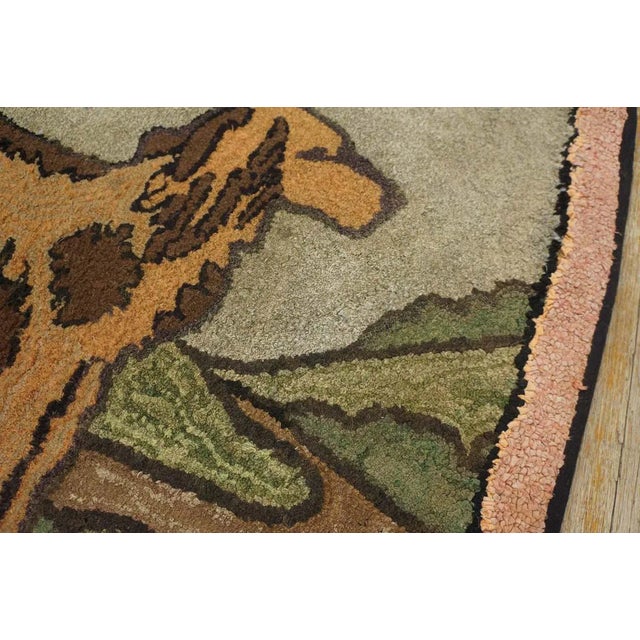 Unique Gray and Light Pink Color With Animalia Design Vintage Pictorial American Hooked Rug For Sale In New York - Image 6 of 9