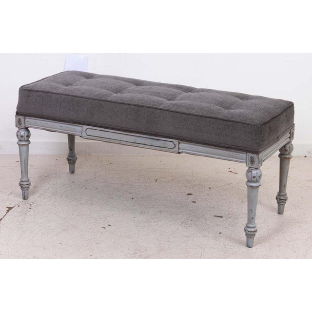 Hollywood Regency Painted Upholstered Bench For Sale - Image 14 of 15
