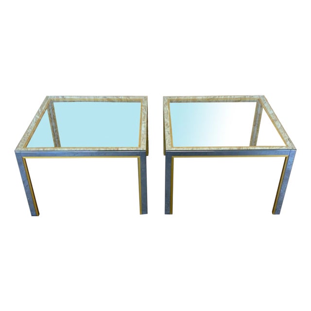 Chrome & Brass Coffee Side Table, 1960s, Set of 2 For Sale