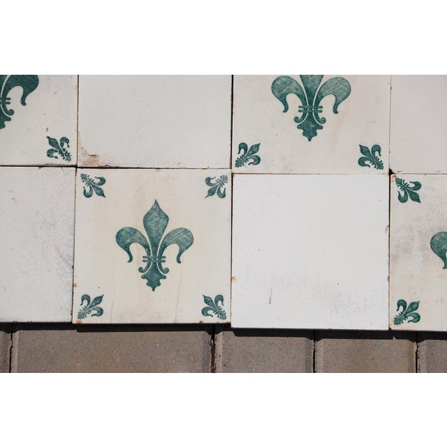 White 1900s Portuguese Fleur-De-Lis & White Large Antique Tiles Set of Twenty For Sale - Image 8 of 18