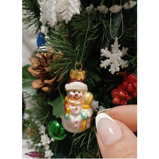 Green Whimsical Victorian Mini Christmas Tree 19” Tabletop Lights Ornaments Gold Pot For Sale - Image 8 of 17