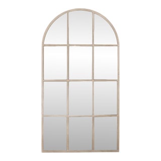 Essentials for Living Grid Wood Frame Arched Floor Mirror For Sale
