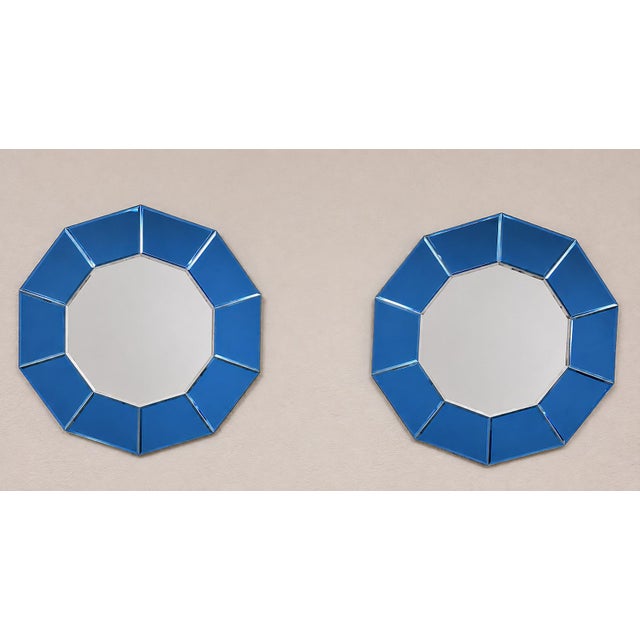 Elegant pair of Italian decagonal mirrors produced in the 2000s, characterized by a bold geometric design and refined...