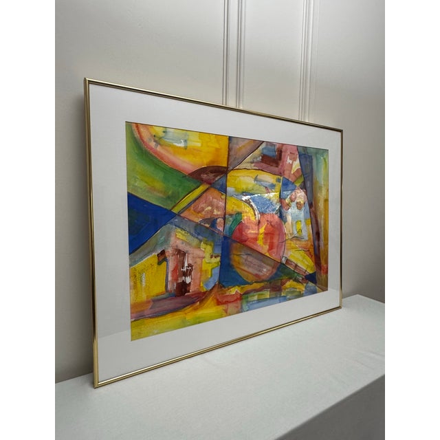 Late 20th Century Vintage Abstract Modern Still Life Framed Original Watercolor Painting “Santa Fe Cocktail" by Grady H. Pennington For Sale - Image 5 of 12