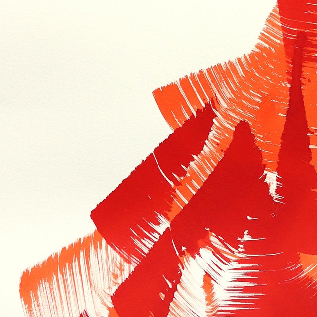 2020s The Red Dress 8 - Abstract Flowy Minimalist Figurative Ink Painting on Paper by Bettina Mauel For Sale - Image 5 of 7