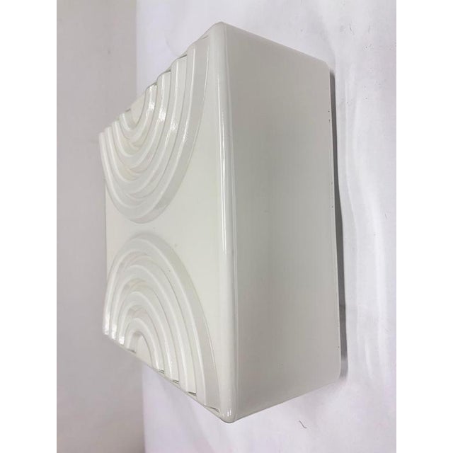 White Mid-Century Milk Glass Flush Mount or Wall Light, Former Czechoslovakia, 1970s For Sale - Image 8 of 10
