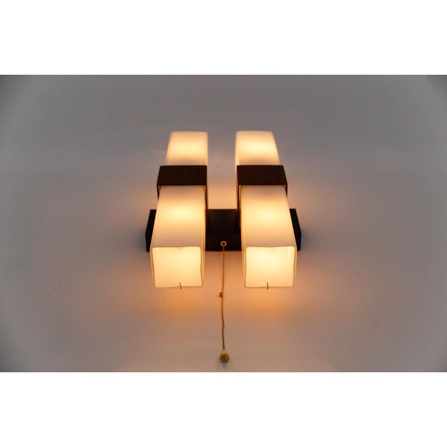Teak and Opaline Glass Wall Lamp from Kaiser Leuchten, 1960s For Sale - Image 9 of 17
