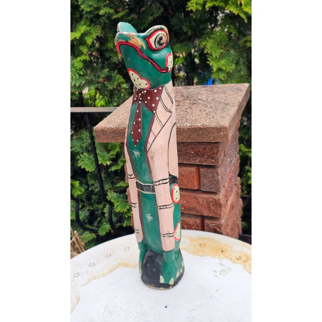 Vintage African Carved Wood Frog, 1970s For Sale - Image 4 of 8