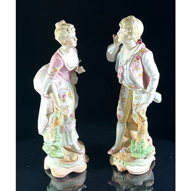 French Set of 2 Arnart Bisque Porcelain Figures, #7955, C. 1955 For Sale - Image 3 of 11