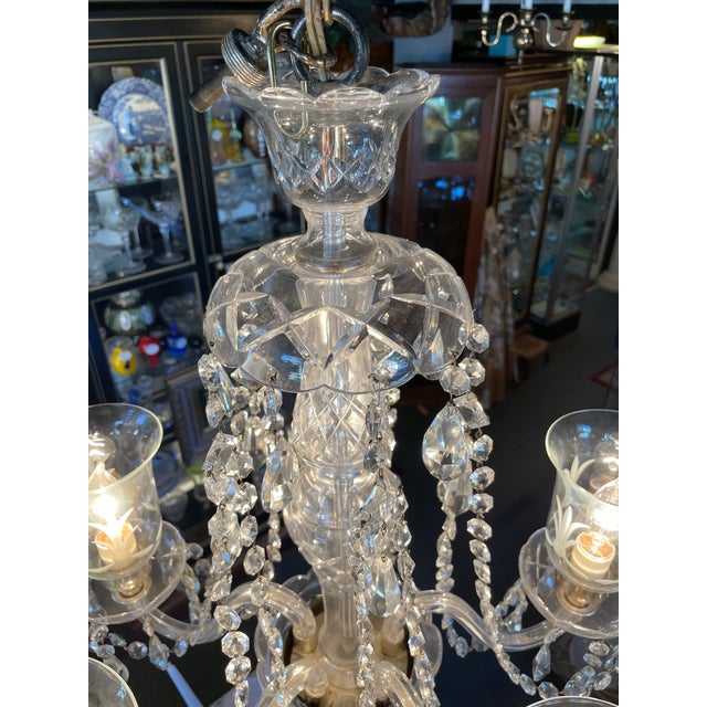 1930s Hollywood Colonial Style Clear Crystal Five Light Chandelier For Sale - Image 4 of 13