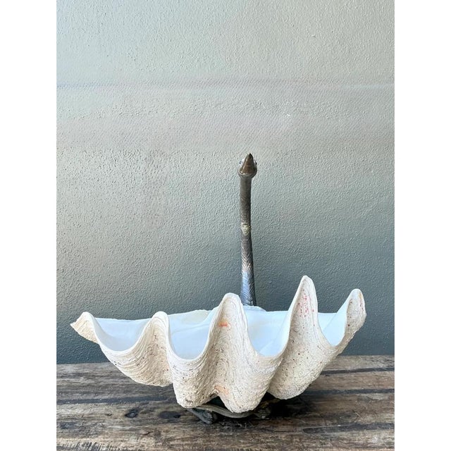Mid-Century Modern Vintage Monumental Metal and Clam Shell Swan Centerpiece For Sale - Image 3 of 12