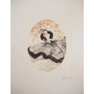 Icart Louis, Jeune femme rêveuse, Etching For Sale