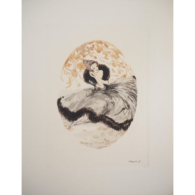 Icart Louis, Jeune femme rêveuse, Etching For Sale