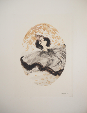 Icart Louis, Jeune femme rêveuse, Etching