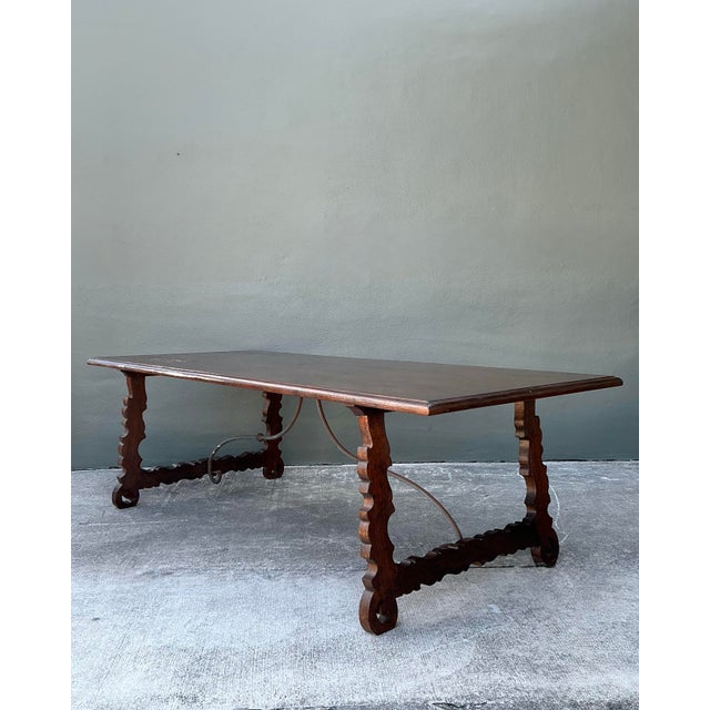 Rustic Vintage 18th Century Monumental Lyre Table For Sale - Image 3 of 12