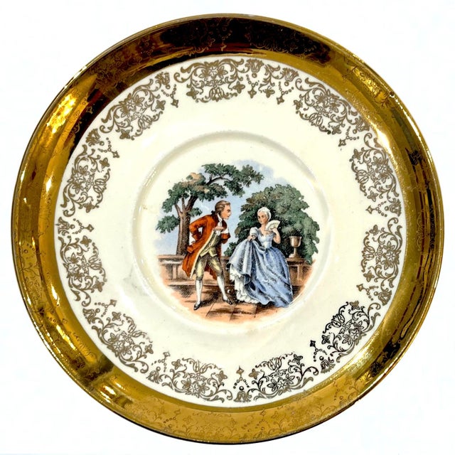 Mid 20th Century Mid 20th Century 22 Carat Crest-O-Gold Cup Sand Saucers by Sabin - 6 Sets - 12 Pieces For Sale - Image 5 of 13