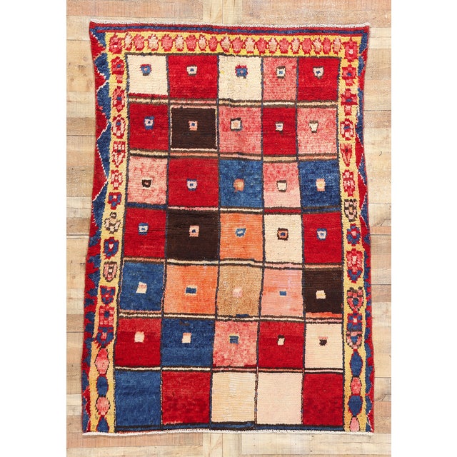 Vintage Persian Lori Checkerboard Rug - 05'01 X 07'01 For Sale - Image 9 of 9