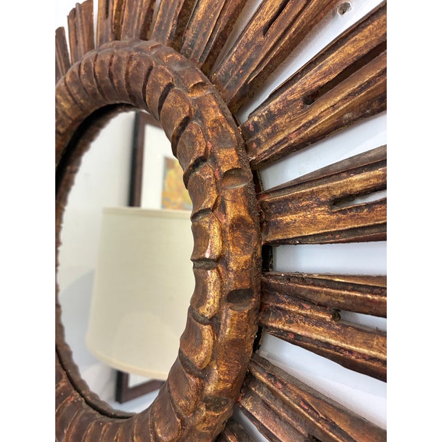 Mid 20th Century French Gilt Sunburst Wall Mirror For Sale - Image 11 of 11