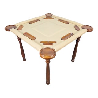 Game Table in Walnut and Leather from Valenti, Spain, 1970s For Sale