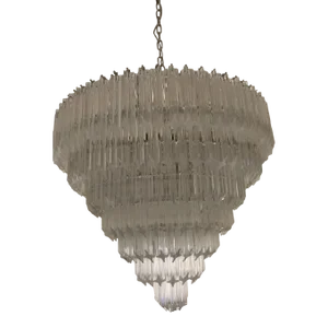 Murano Glass Transparent Quadriedo Cut Glass Chandelier